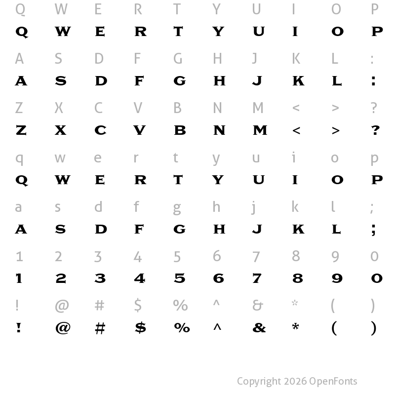 Character Map of Sweet Gothic Serif Bold