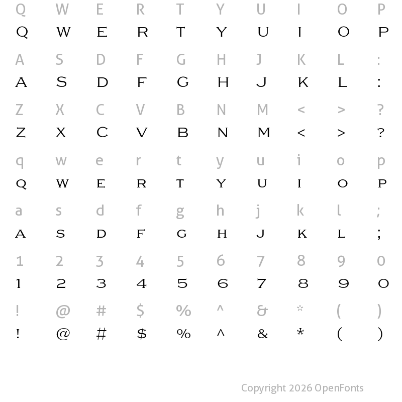 Character Map of Sweet Gothic Serif Light