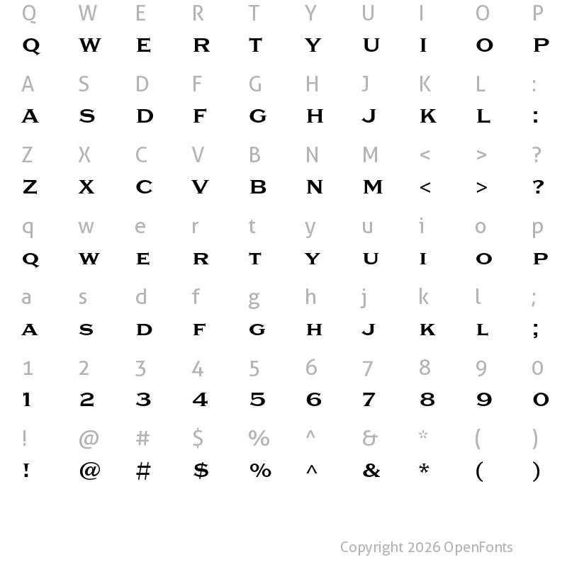 Character Map of Sweet Gothic Serif Medium