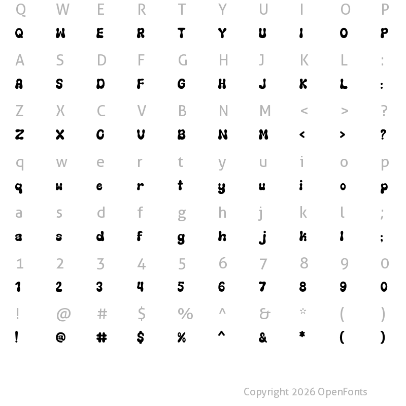 Character Map of Sweet Magic Regular