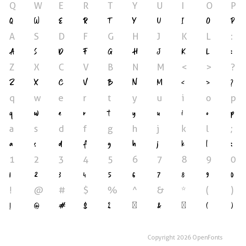 Character Map of Sweet Raspberry Regular