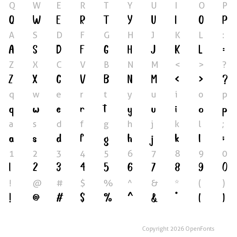 Character Map of Sweet Smile Regular