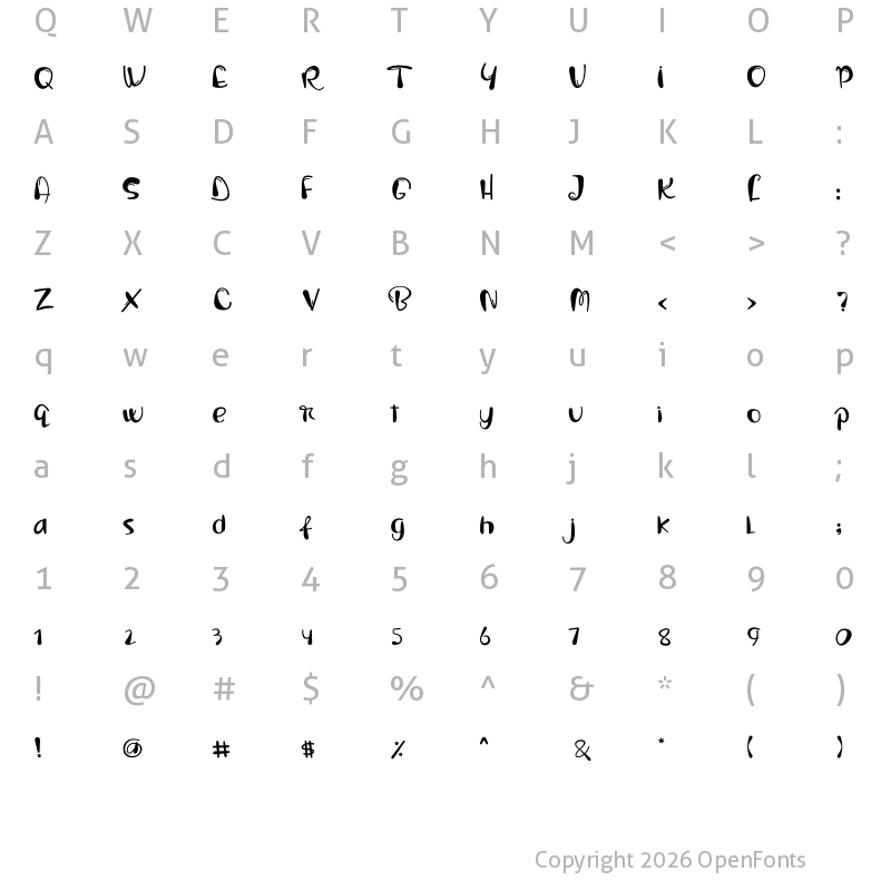 Character Map of sweet snazzy Regular