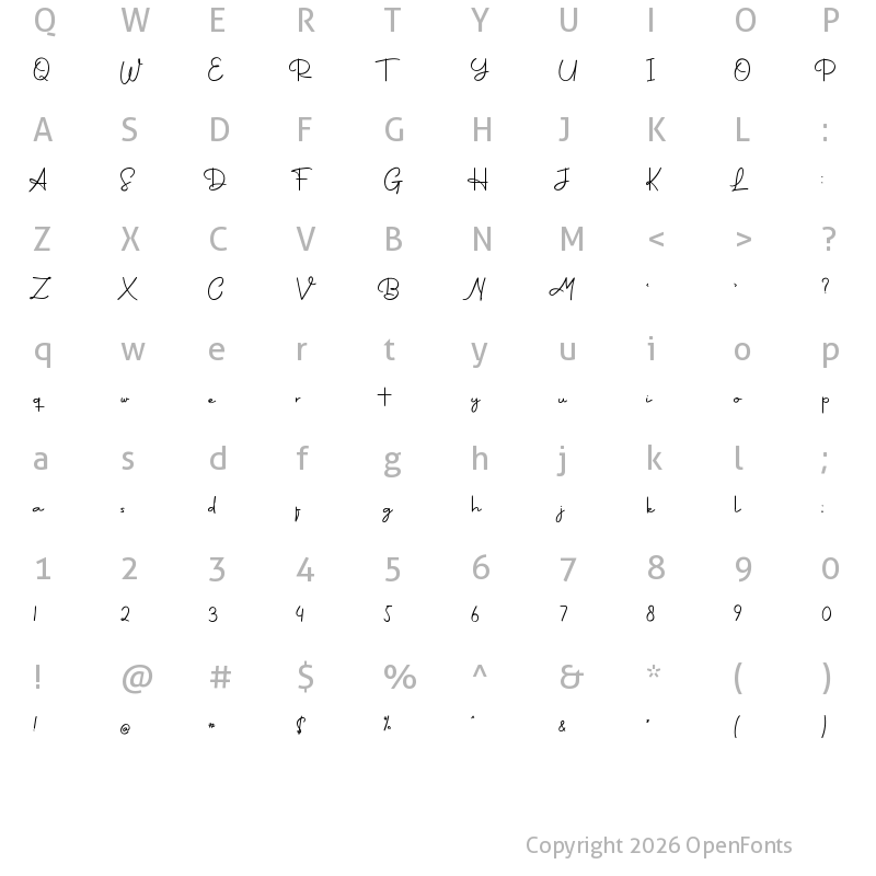 Character Map of Sweetgrend Regular