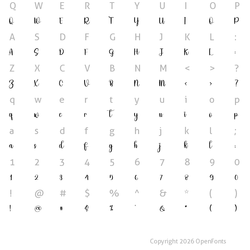 Character Map of Sweethappy Regular