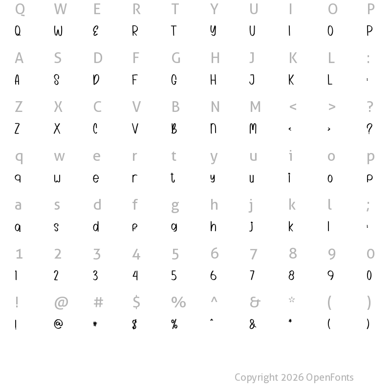 Character Map of Sweetly Something Regular