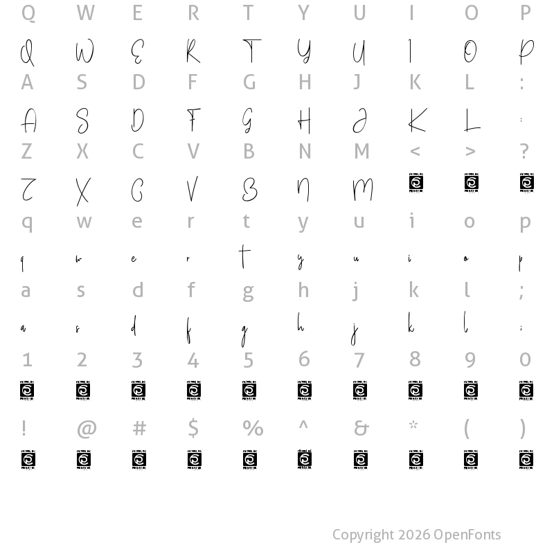 Character Map of Sweety Lovers Personal Use