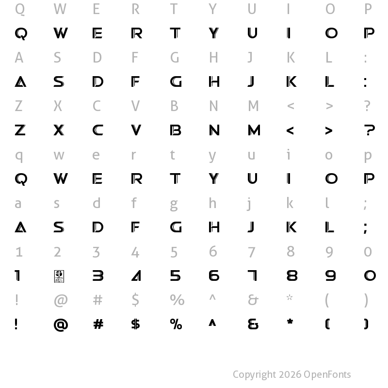 Character Map of Swera Demo Shadowed Regular