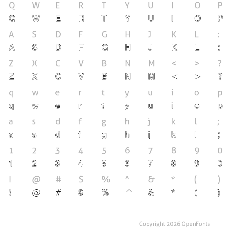Character Map of Swis721 BdOul BT Regular