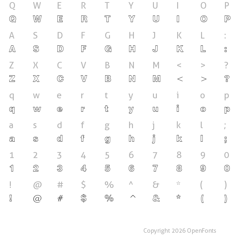 Character Map of Swis721 BlkOul BT Regular