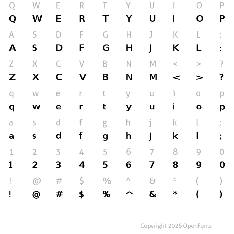 Character Map of Switzera ADF Bold Ext