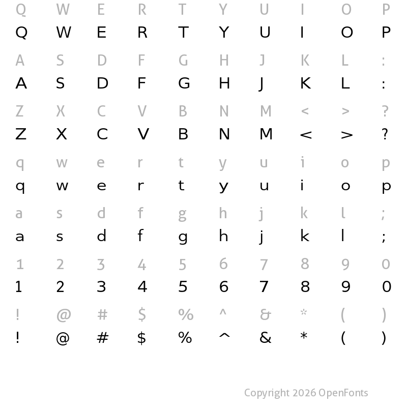 Character Map of Switzera ADF Extended