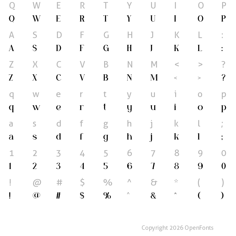 Character Map of Syarifa Regular
