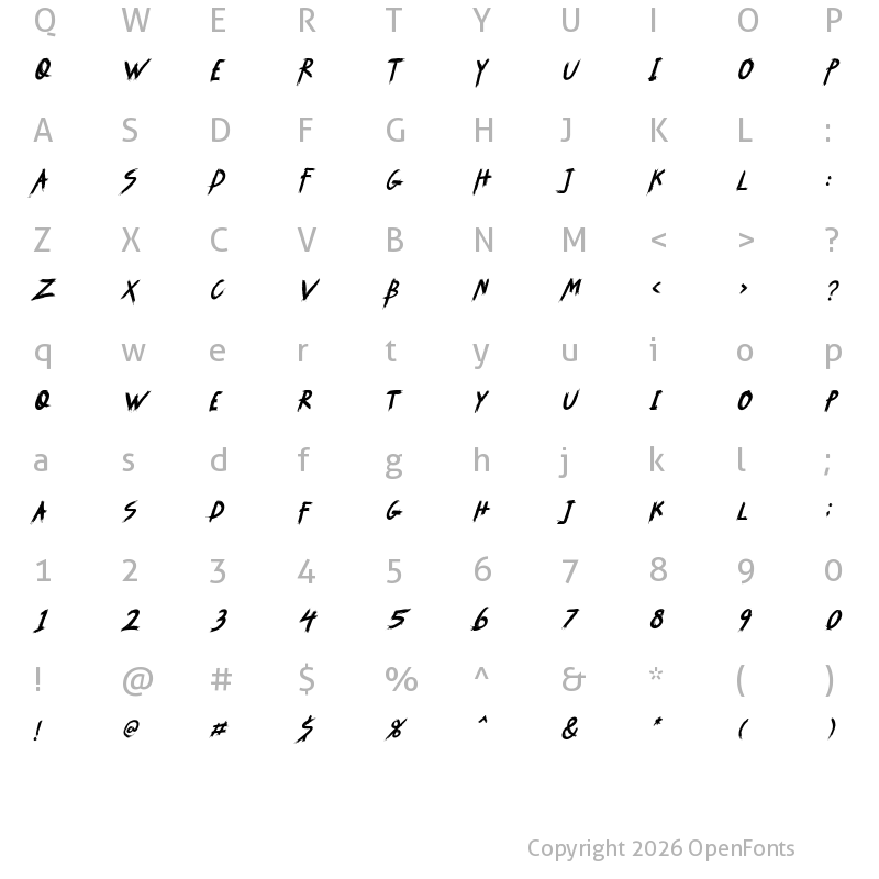 Character Map of SYEMOX italic Italic