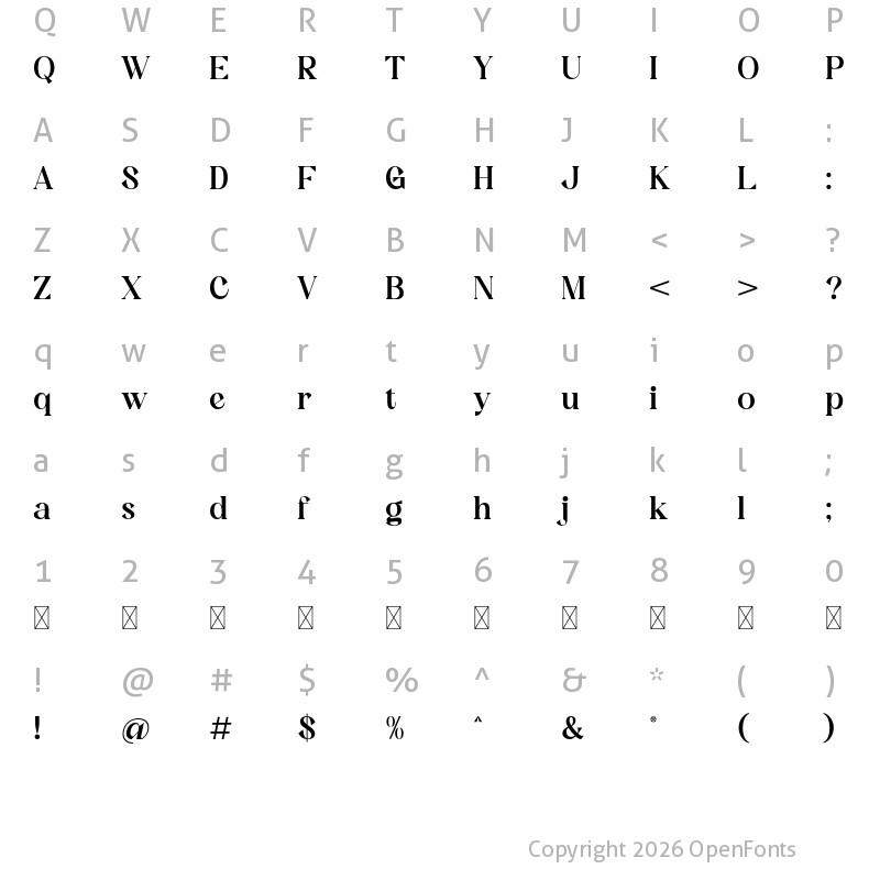 Character Map of SYRINX Regular