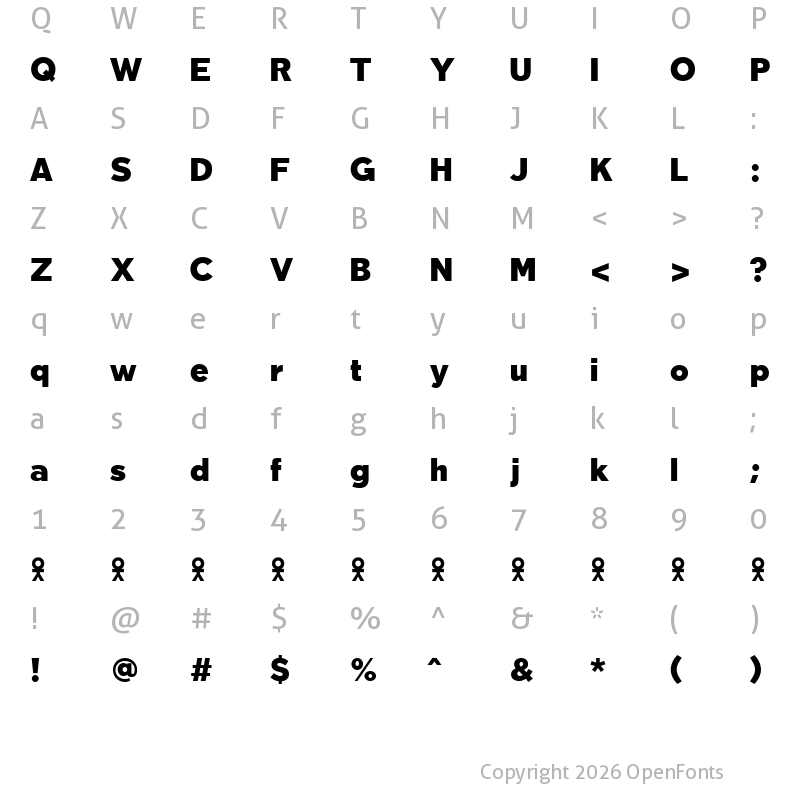 Character Map of Tabarra Black Regular