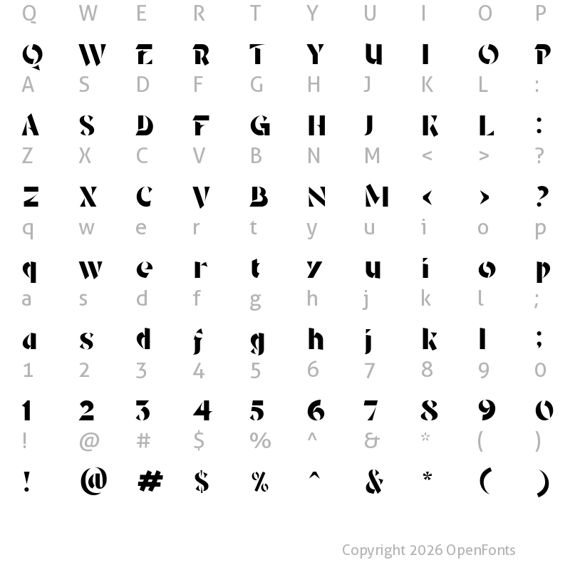 Character Map of TABELA Regular