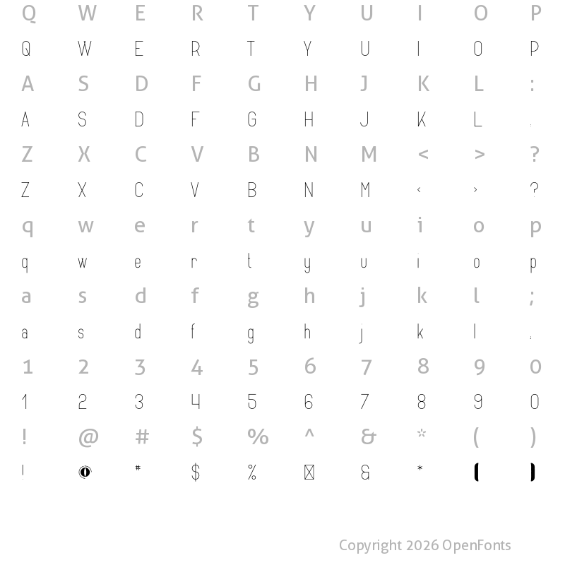 Character Map of Tabitha Regular