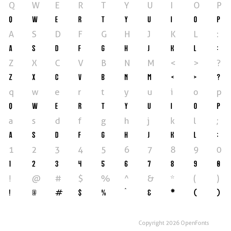 Character Map of TACKERLEN Regular