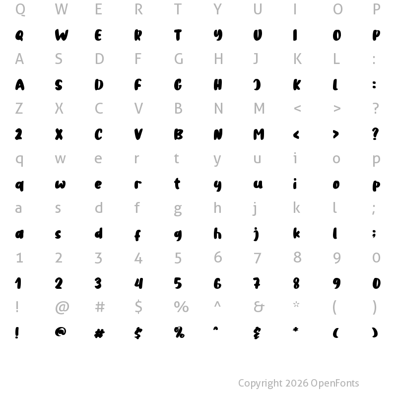 Character Map of Tahu Kotak Regular