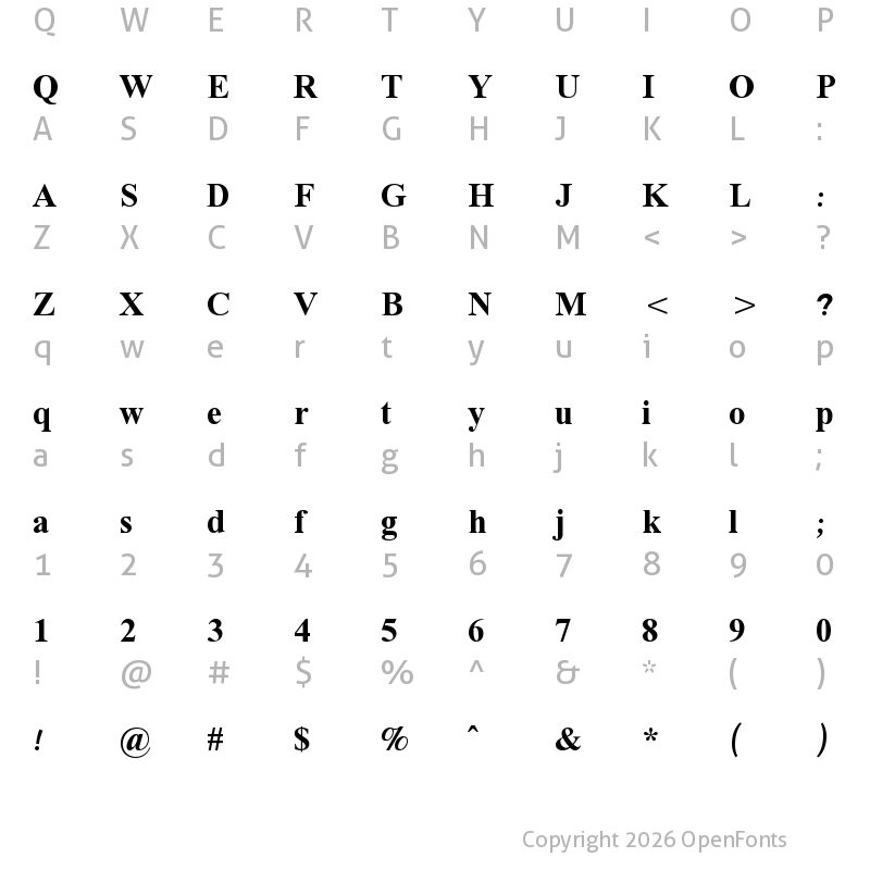 Character Map of Tai Heritage Pro Bold