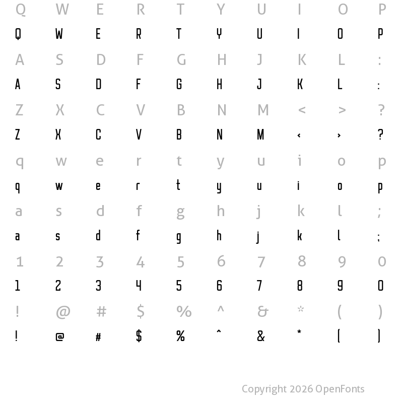 Character Map of Taiama Only For Personal Use Regular