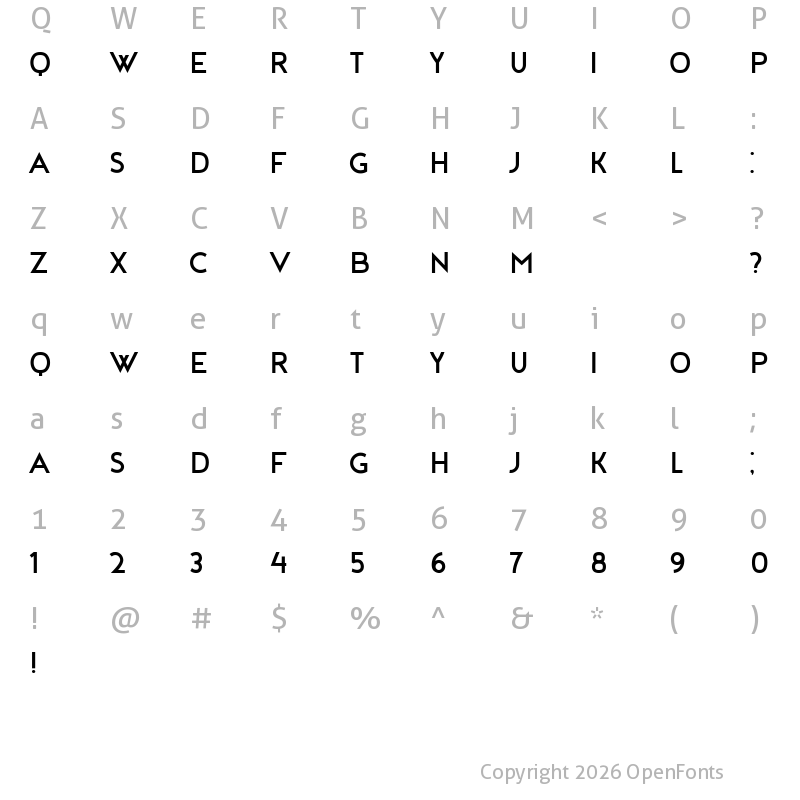 Character Map of Tale Regular