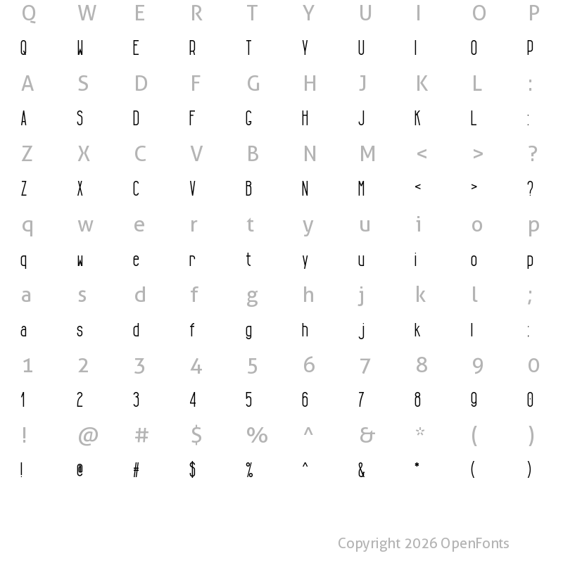 Character Map of Tall & Lean Regular