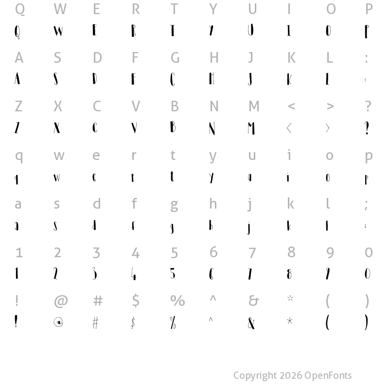 Character Map of Tantamount DEMO Black
