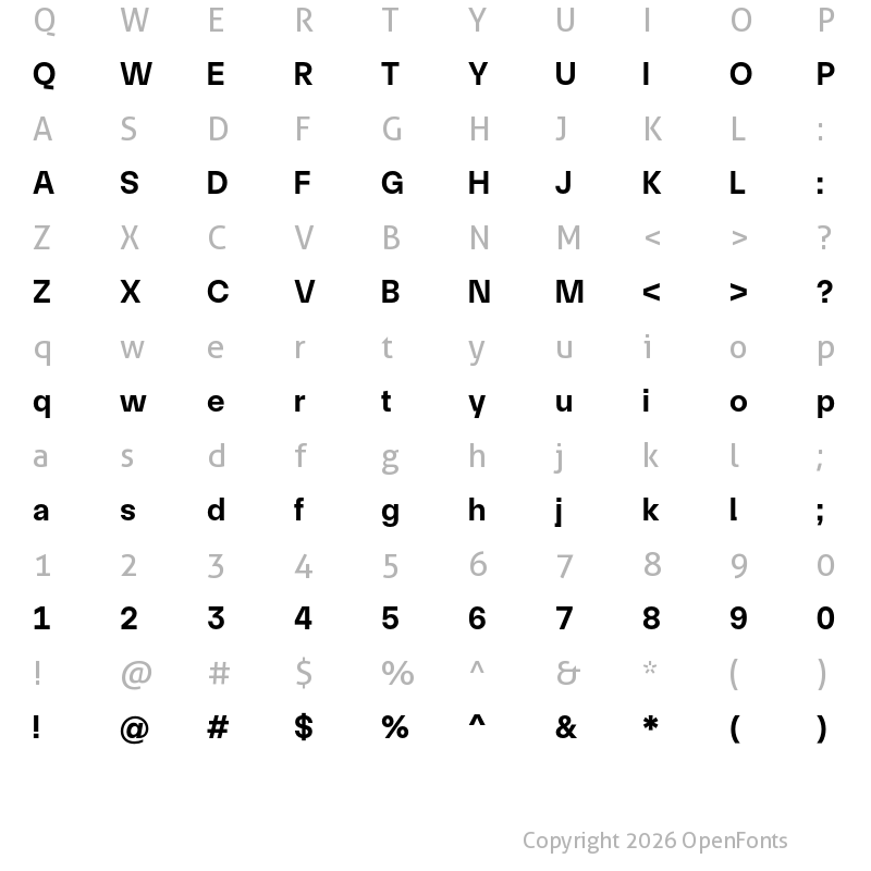 Character Map of TASA Orbiter Display Bold