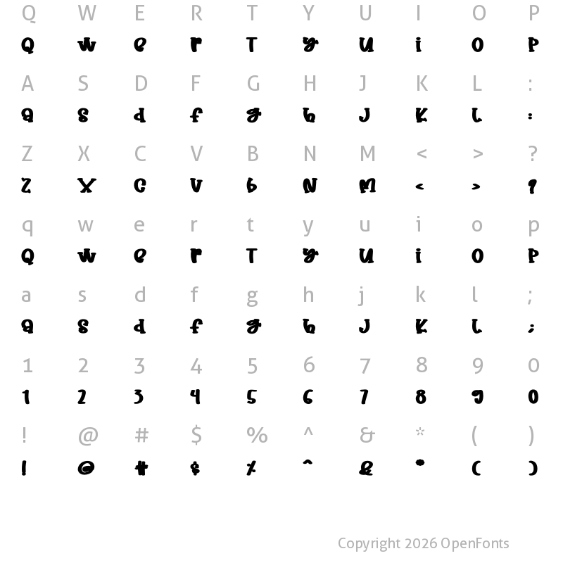 Character Map of Tasty Food Bold Regular