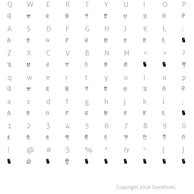 Character Map of TastySundae Regular