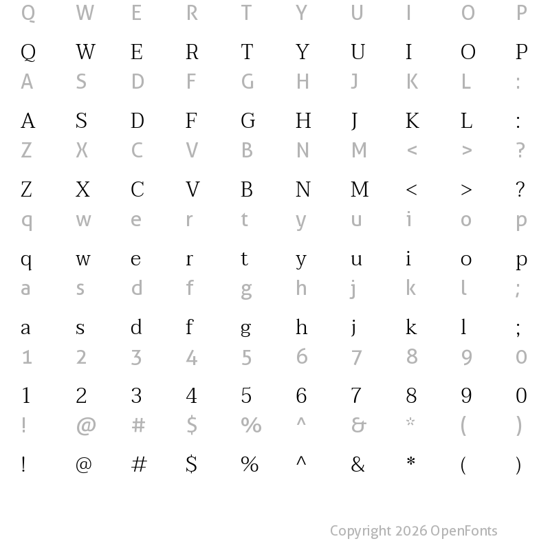 Character Map of Taviraj Light