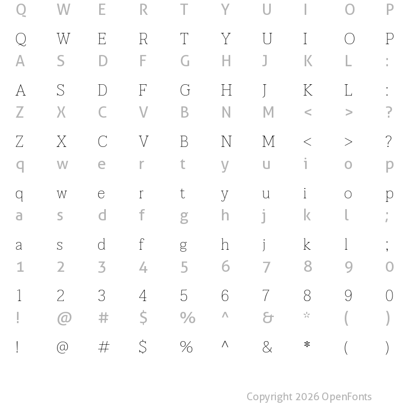 Character Map of Taviraj Thin