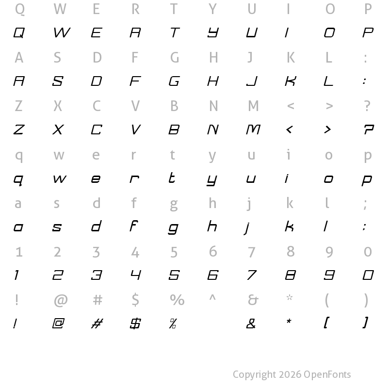 Character Map of taylor italic Regular