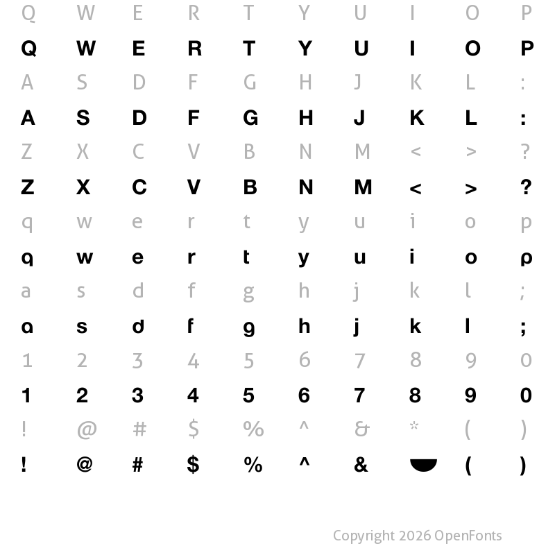 Character Map of TBS Bold