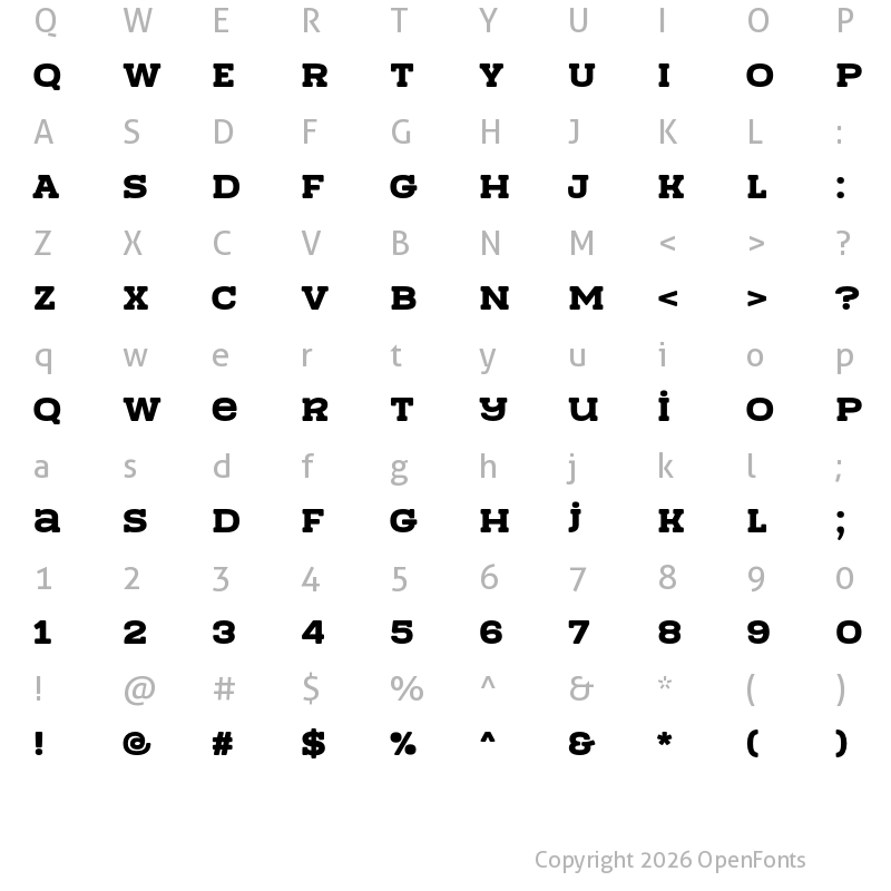 Character Map of Team Work Regular