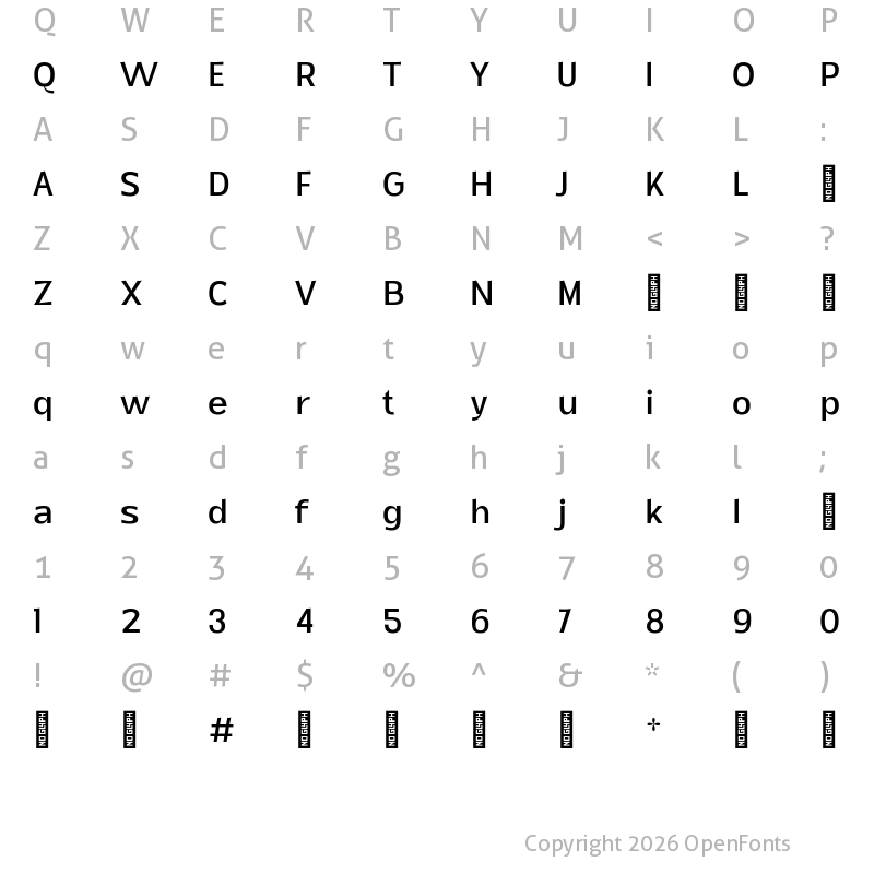 Character Map of Tebel Sans Regular