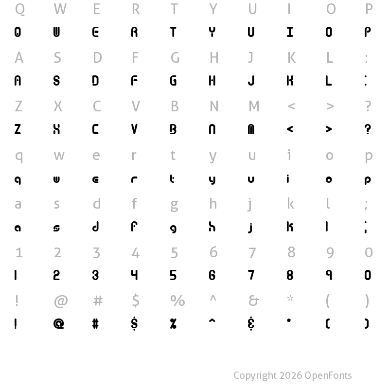 Character Map of techno overload BRK Regular
