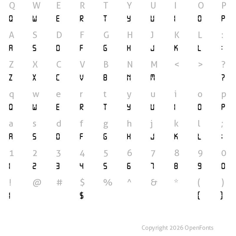 Character Map of Technology Bold