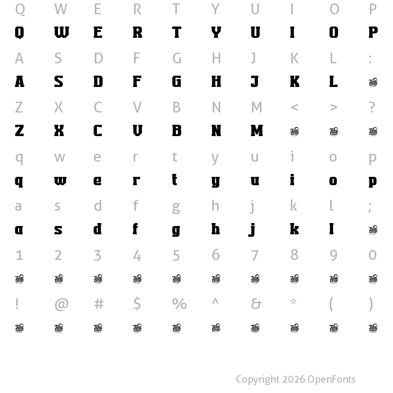Character Map of TEKROT Slab
