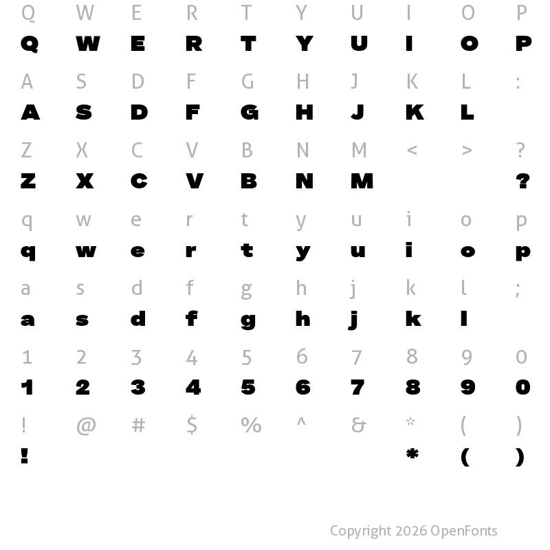 Character Map of Telka Extended TRIAL Super TRIAL