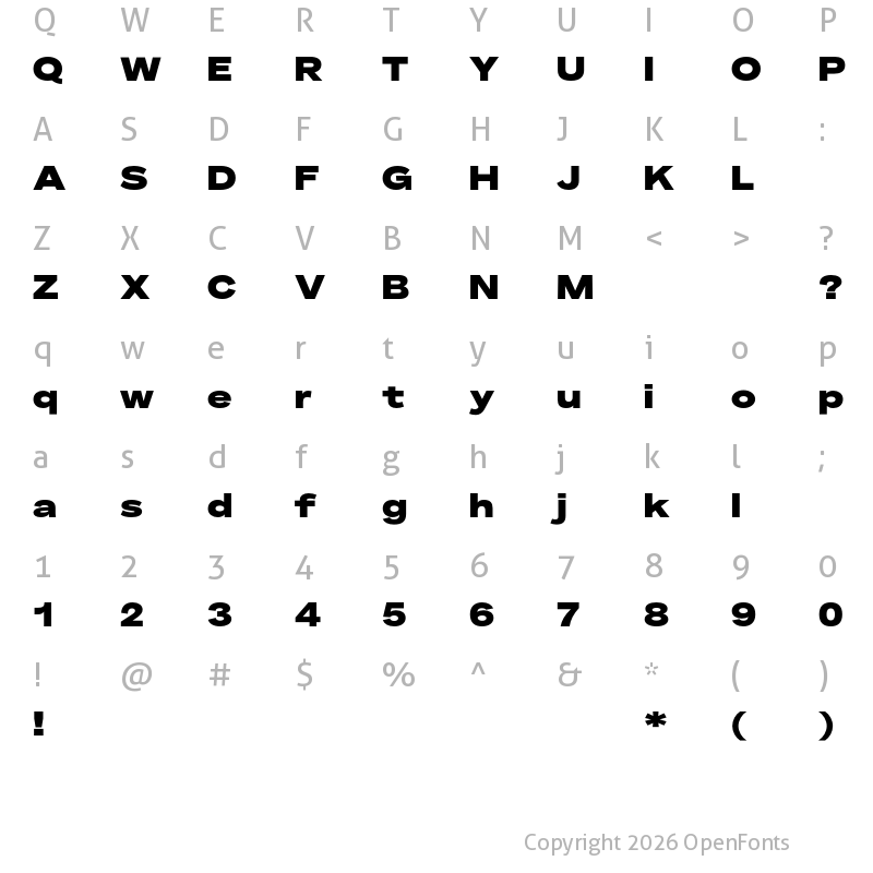 Character Map of Telka Wide TRIAL Black TRIAL