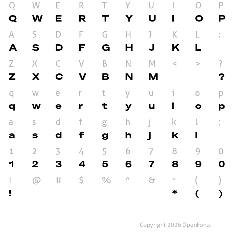 Character Map of Telka Wide TRIAL Bold TRIAL