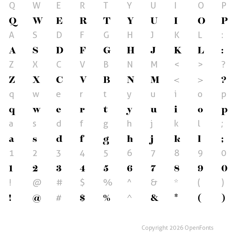 Character Map of Temeraire Display Black
