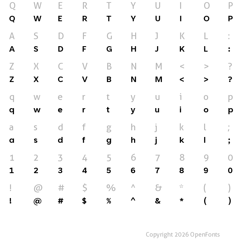Character Map of Tenorite Bold