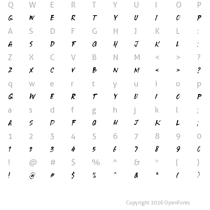 Character Map of Tenterhooks Italic
