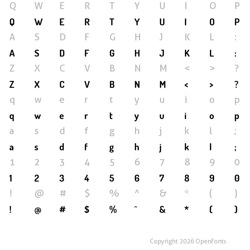 Character Map of Terminal Dosis Bold