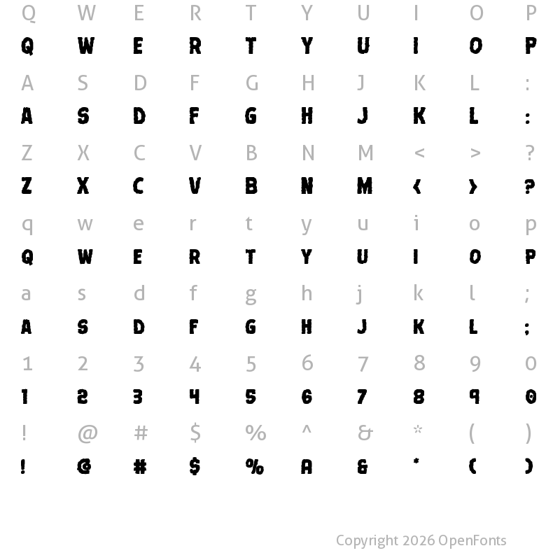 Character Map of Terror Babble Bold Bold