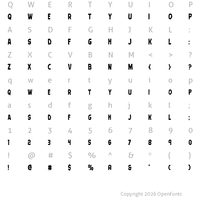 Character Map of Terror Babble Condensed Condensed
